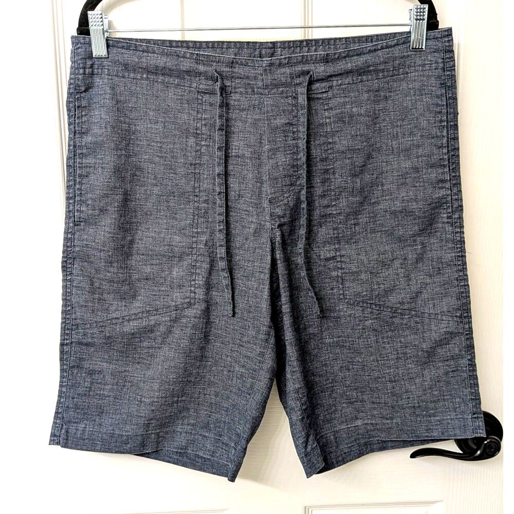 Prana Sutra Yoga Hemp Blend Pull On Shorts Gray Mens Hiking Casual | SZ Small